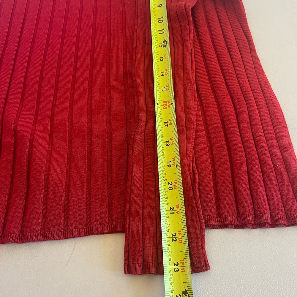 Red Silk Blend Ribbed Turtleneck Sweater XL Stretch Knit Minimalist Luxury Chic - Picture 9 of 14
